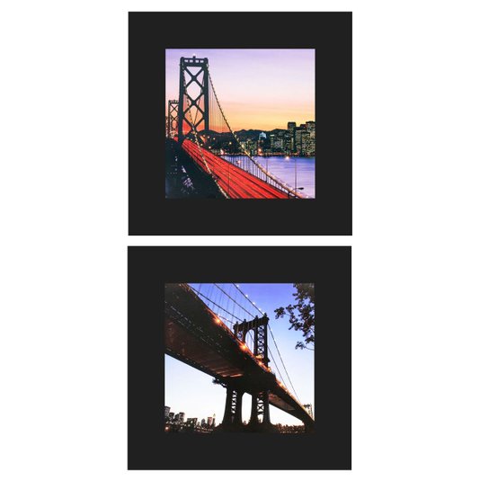 Par de Quadros Arquitetura Pontes New York 40x40 cm