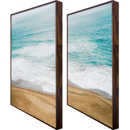 Par de Quadros Beira Mar Tela Canvas com Moldura 140x100 cm