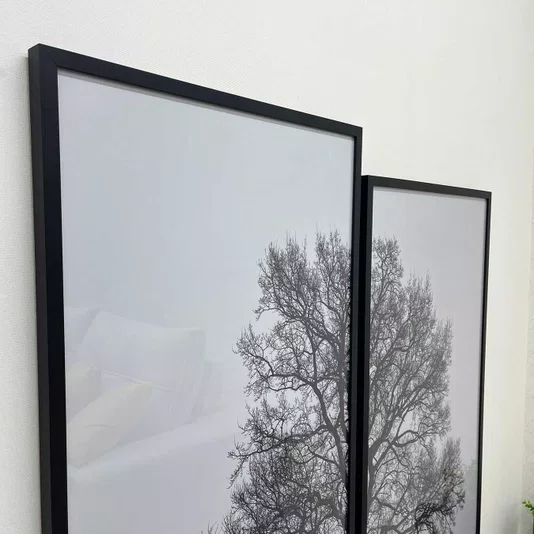 Par de Quadros Moldura Preta Árvore Kit com 2 Quadros 130x150cm