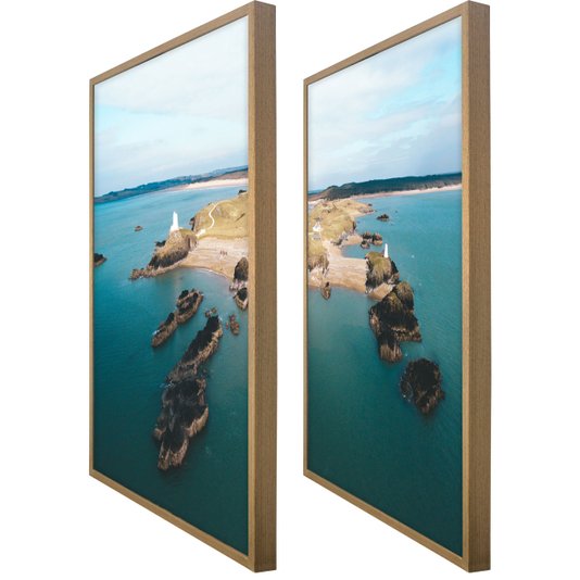 Par de Quadros Paisangem Ilha de Anglesey Kit com 2 Quadros de 70x100cm