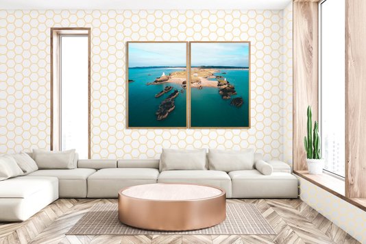 Par de Quadros Paisangem Ilha de Anglesey Kit com 2 Quadros de 70x100cm