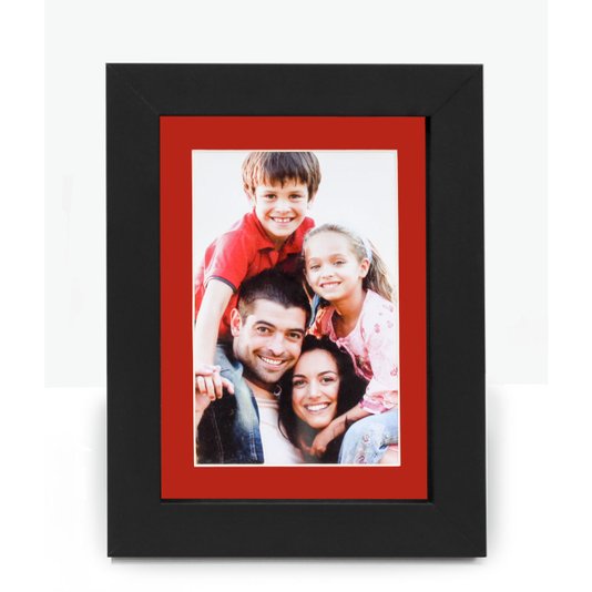 Porta Retrato Moldura Preta e Passepartout Vermelho Foto 10x15cm