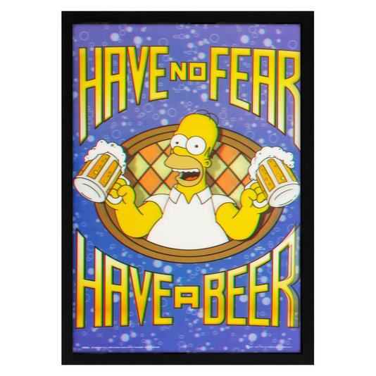 Poster 3D Homer Simpson Não Tenha Medo, Beba uma Cerveja 50x70cm com/sem Moldura