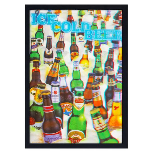 Poster 3D Ice Cold Beer Cerveja Gelada 50x70cm com/sem Moldura