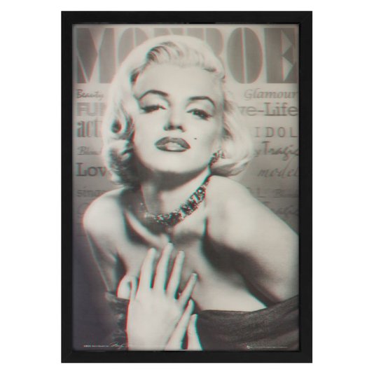 Poster 3D Marilyn Monroe com Colar de Brilhantes 50x70cm com/sem Moldura