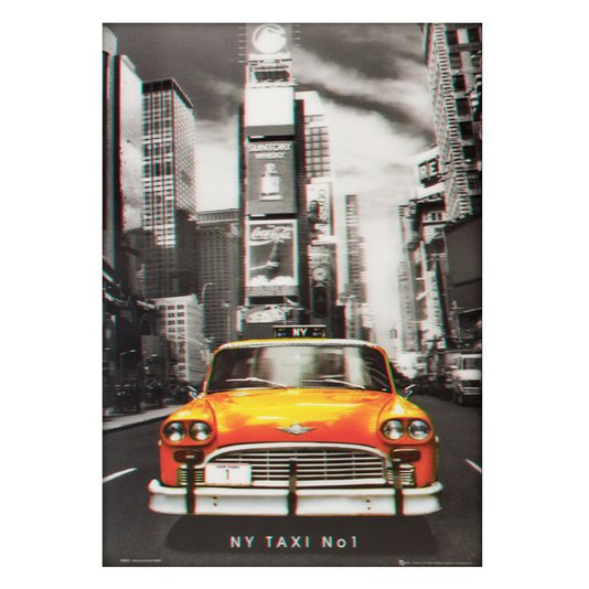 Poster 3D Táxi Amarelo Nº 1 de New York 50x70cm com/sem Moldura