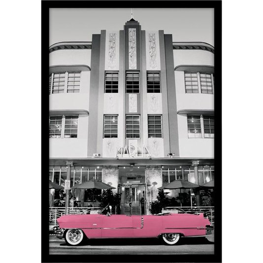 Poster Carro Antigo Cadillac Rosa 60x90cm com/sem Moldura