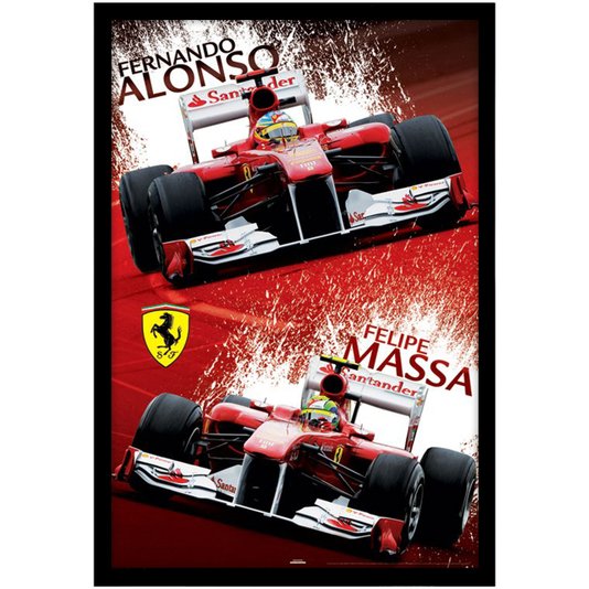 Poster Ferrari F1 Fernando Alonso e Felipe Massa 60x90cm com/sem Moldura
