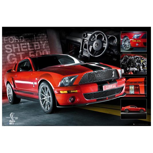 Poster Ford Shelby GT-500 Vermelho 90x60cm com/sem Moldura