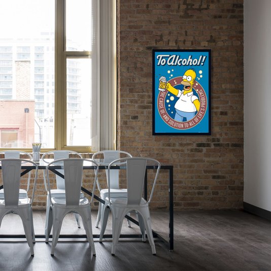 Poster Homer Simpson Brinde ao Álcool 60x90cm com/sem Moldura