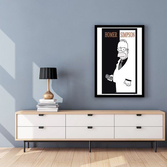 Poster Homer Simpson em Preto e Branco 60x90cm com/sem Moldura