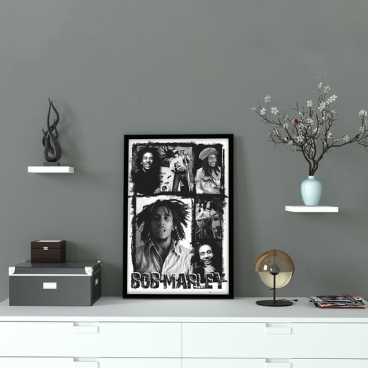 Poster Ídolo Bob Marley em Preto e Branco 60x90cm com/sem Moldura