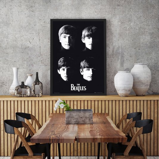 Poster Ídolos The Beatles em Preto e Branco 60x90cm com/sem Moldura