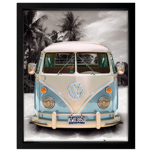 Poster Kombi Azul Californian Camper 40x50cm com/sem Moldura