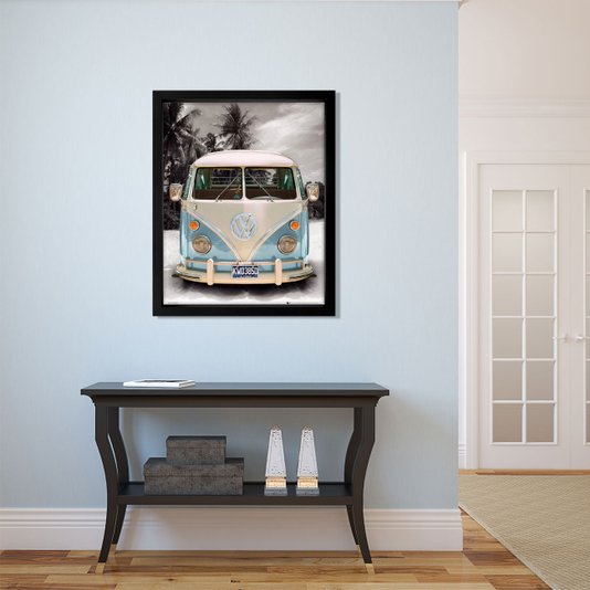 Poster Kombi Azul Californian Camper 40x50cm com/sem Moldura