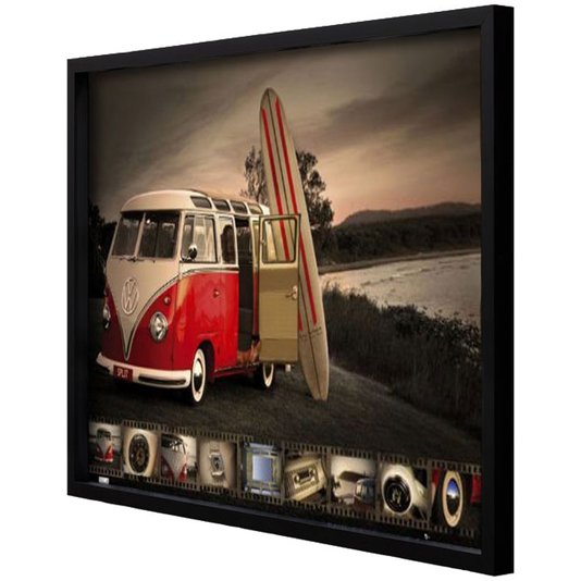 Poster Kombi Vermelha e Prancha de Surf 90x60cm com/sem Moldura