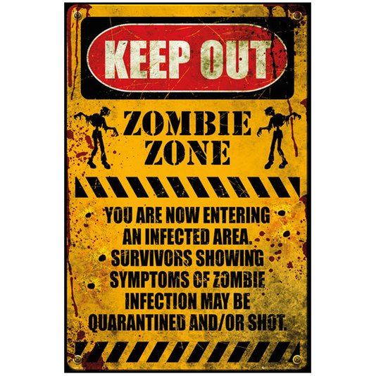 Poster para Quadros Keep Out Zombie Zone 60x90cm