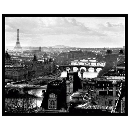 Poster Paris França Torre Eiffel em Preto e Branco 50x40cm com/sem Moldura