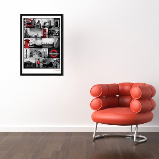 Poster Pontos Turísticos de Londres 60x90cm com/sem Moldura