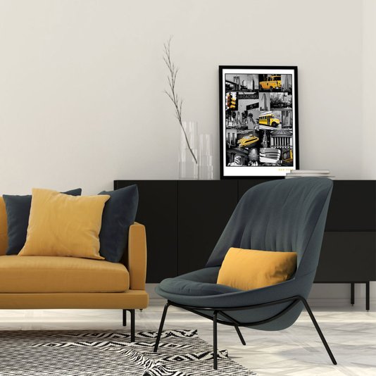 Poster Pontos Turísticos de Nova York 60x90cm com/sem Moldura