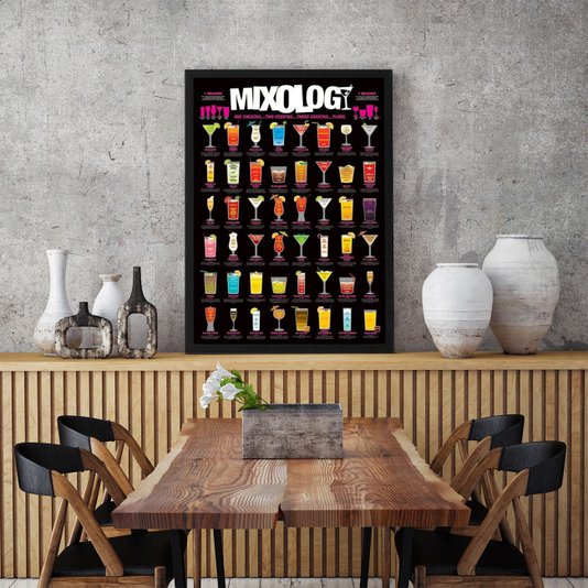 Pôster Receitas de Drinks com ou sem Moldura 60x90 cm