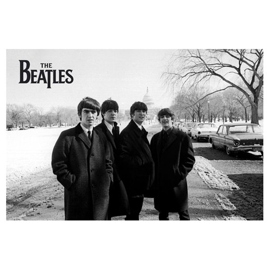 Poster The Beatles em Preto e Branco 90x60cm com/sem Moldura