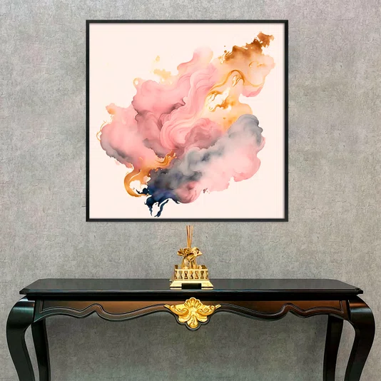 Quadro Abstrato Arte em Movimento Moderna e Sofisticada com Moldura e Vidro