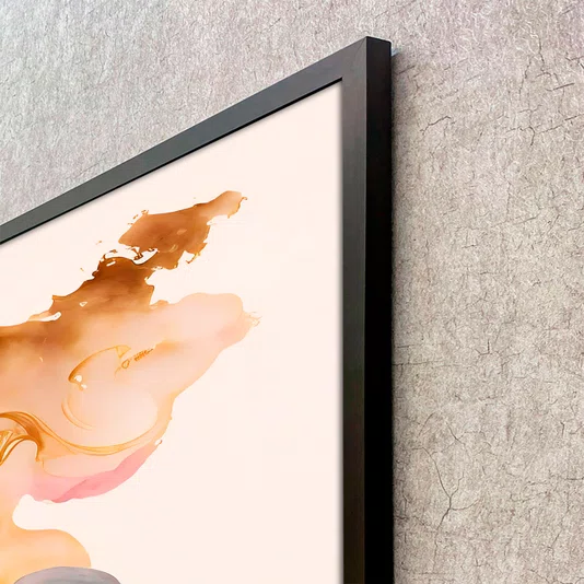 Quadro Abstrato Arte em Movimento Moderna e Sofisticada com Moldura e Vidro