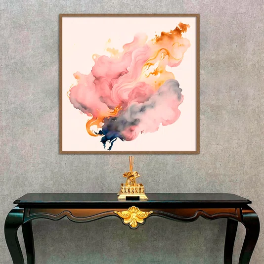 Quadro Abstrato Arte em Movimento Moderna e Sofisticada com Moldura e Vidro