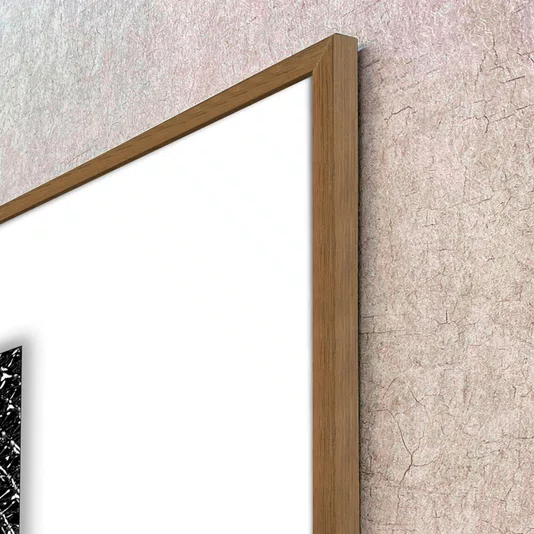 Quadro Abstrato Arte Moderna em Preto e Branco com Moldura e Vidro