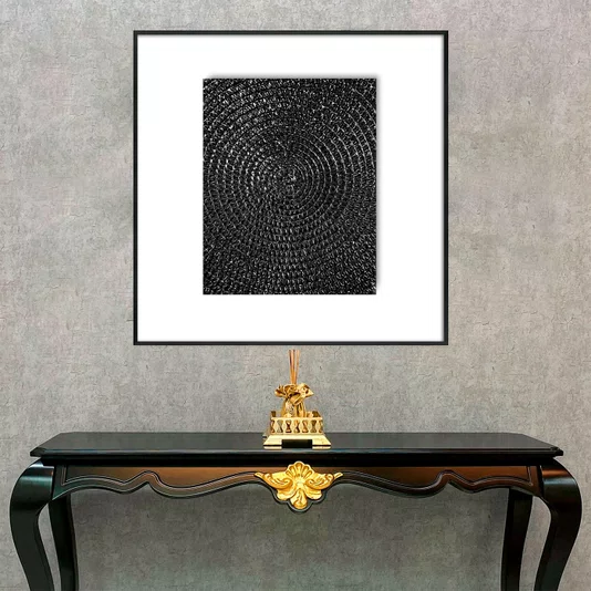 Quadro Abstrato Arte Moderna em Preto e Branco com Moldura e Vidro