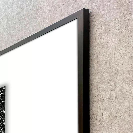 Quadro Abstrato Arte Moderna em Preto e Branco com Moldura e Vidro