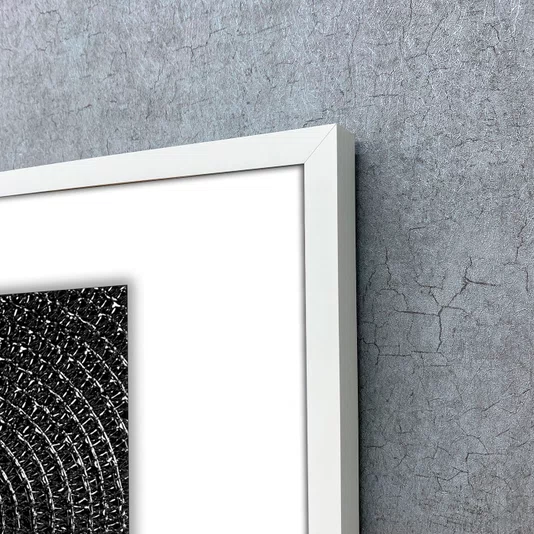 Quadro Abstrato Arte Moderna em Preto e Branco com Moldura e Vidro