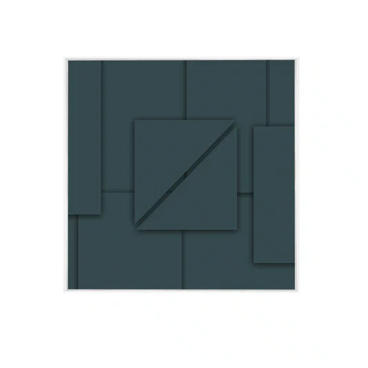 Quadro Abstrato Arte Moderna Geométrico Verde Petróleo com Moldura e Vidro