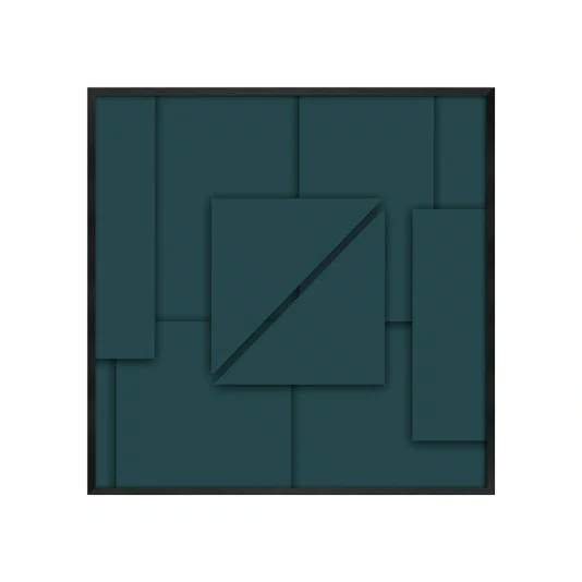 Quadro Abstrato Arte Moderna Geométrico Verde Petróleo com Moldura e Vidro