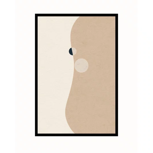 Quadro Abstrato Arte Moderna Minimalista de Formas Orgânicas e Tons Terrosos