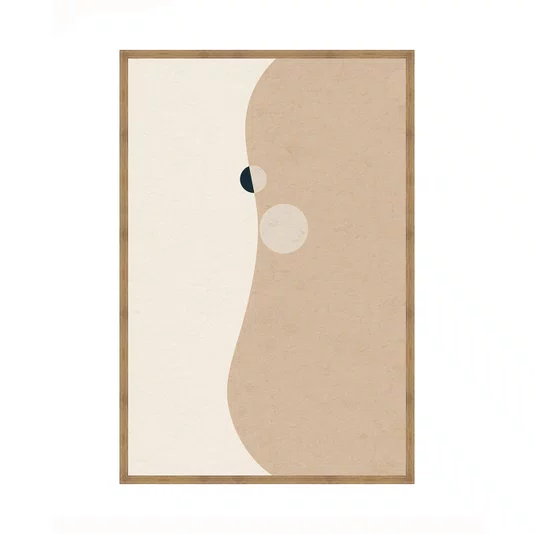 Quadro Abstrato Arte Moderna Minimalista de Formas Orgânicas e Tons Terrosos