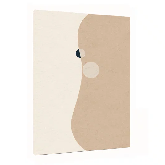 Quadro Abstrato Arte Moderna Minimalista de Formas Orgânicas e Tons Terrosos