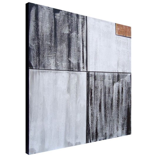 Quadro Abstrato Black and White Pintura em Tela 100x100cm