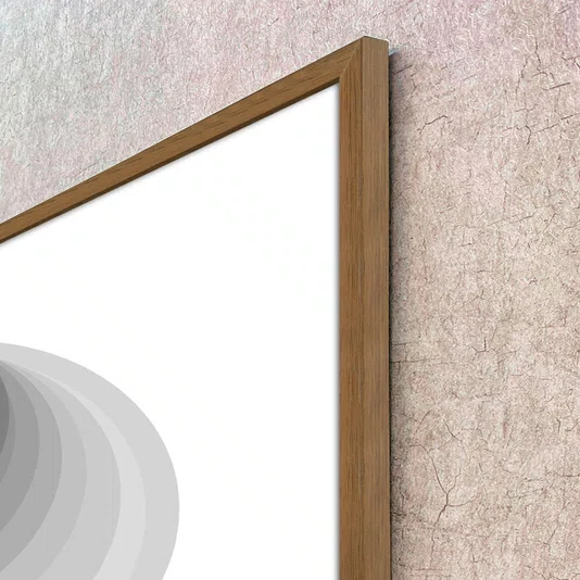Quadro Abstrato Circular Profundo Preto e Branco Moderno com Moldura e Vidro
