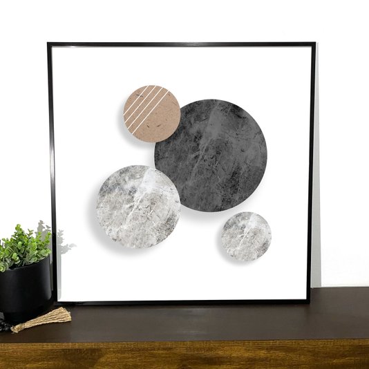 Quadro Abstrato Círculos com Moldura Filete Preta: Modernidade para sua Decoração