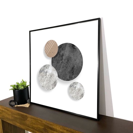 Quadro Abstrato Círculos com Moldura Filete Preta: Modernidade para sua Decoração