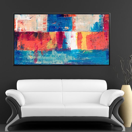 Quadro Abstrato Colorido em Tela Canvas com Moldura 160x90cm