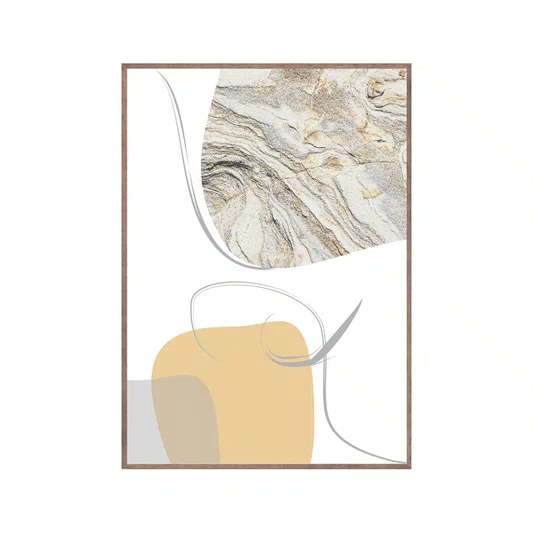 Quadro Abstrato com Moldura Discreta Madeira Natural 60x80 cm