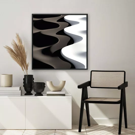 Quadro Abstrato Comtemporâneo em Cores Quentes e Vivas com Moldura e Vidro