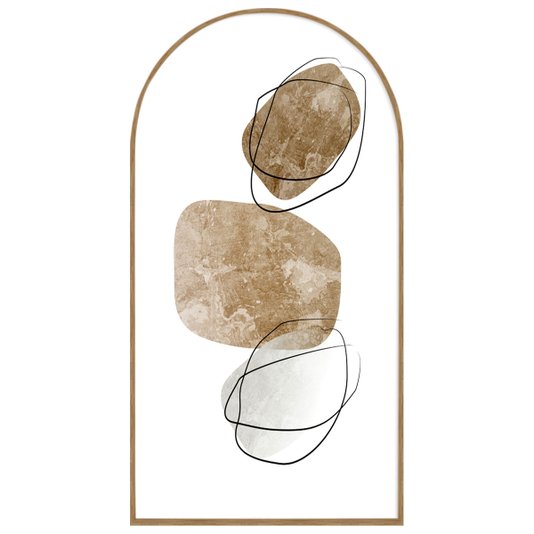 Quadro Abstrato Decorativo com Moldura Freijó Formato Janela
