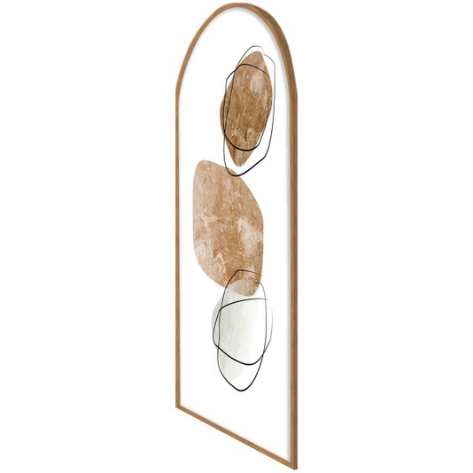 Quadro Abstrato Decorativo com Moldura Freijó Formato Janela