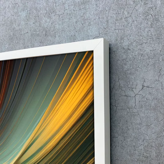 Quadro Abstrato Decorativo Cores Vibrantes e Movimentos com Moldura e Vidro