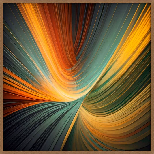 Quadro Abstrato Decorativo Cores Vibrantes e Movimentos com Moldura e Vidro