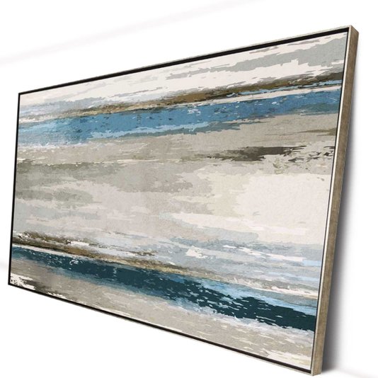 Quadro Abstrato Decorativo em Tela Canvas com Moldura Prata